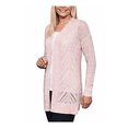 thumbnail image 2 of Leo & Nicole Ladies' Marled Rib Trim Pointelle Cardigan, 2 of 4
