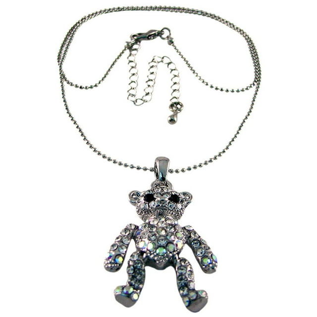 Pendentif Ours en Peluche Incrusté de Strass / Collier AB