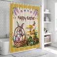thumbnail image 6 of Happy Easter Shower Curtain, Waterproof Shower Curtains for Bathroom, Rabbit Eggs Spring Mushrooms Flowers Yellow Washable Fabric Bathtub Curtain Set Bath Decor with 12 Hooks Long 72"x84", 6 of 8