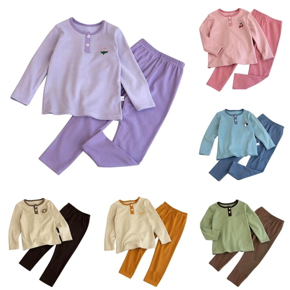 MEZZALL Kid's Autumn Winter Homewear Boys Girls Cartoon Printed O-Neck Long Sleeve T Shirt Long Pants Pajamas Sets Suits Children's Clothing Leisure Sleepwear