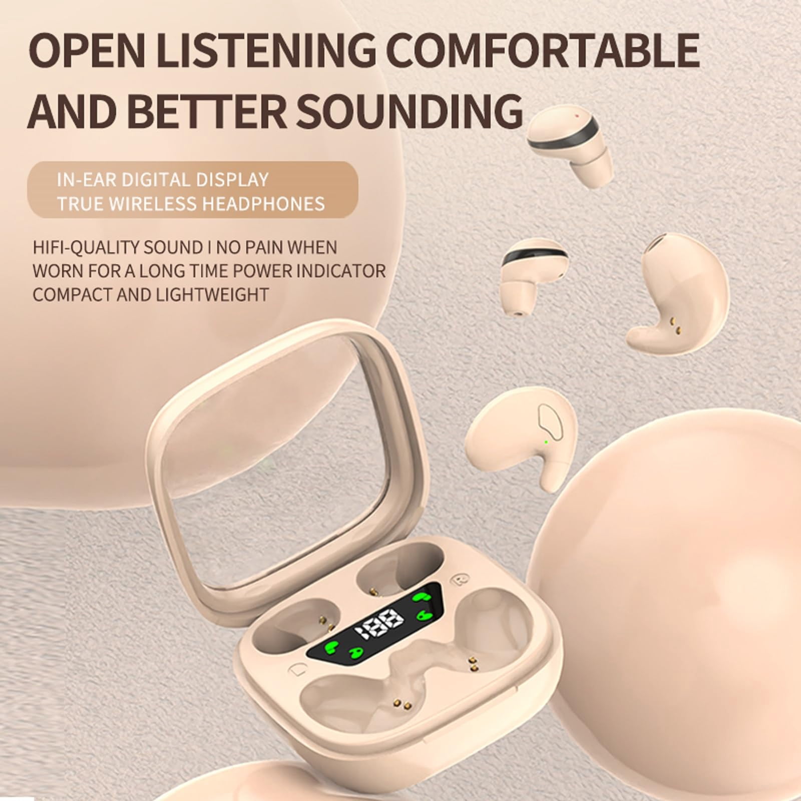 Flat Sleep Mini Invisible Small Tiny Earbuds Wireless Bluetooth Ear Buds for Sleeping Headphones Micro Smallest Discreet Sleep Earbuds Earphones for Side Sleepers, Small Ears Canals Women, Work