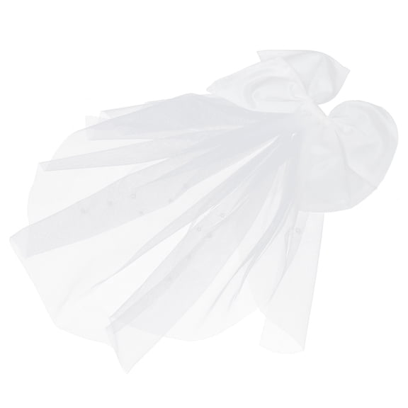 LABSERRON 1Pcs Bridal Hair Decor Veil White Net Yarn Bowknot Headwear for Wedding