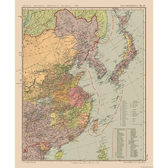 Historic Map - East Asia - Streit 1913 - Vintage Wall Art