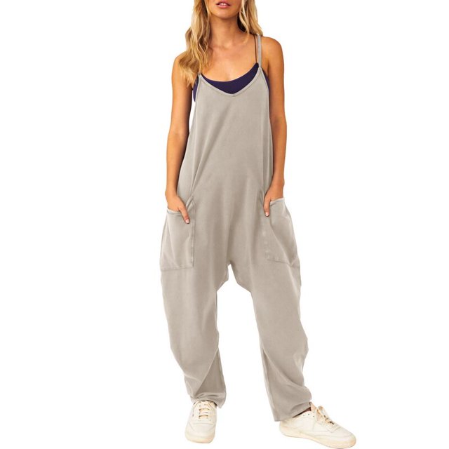 Y2k-mono holgado sin mangas para mujer, traje holgado de pierna ancha, ropa de calle con bolsillo grande, pantalones de una pieza, ropa de verano, 5XL