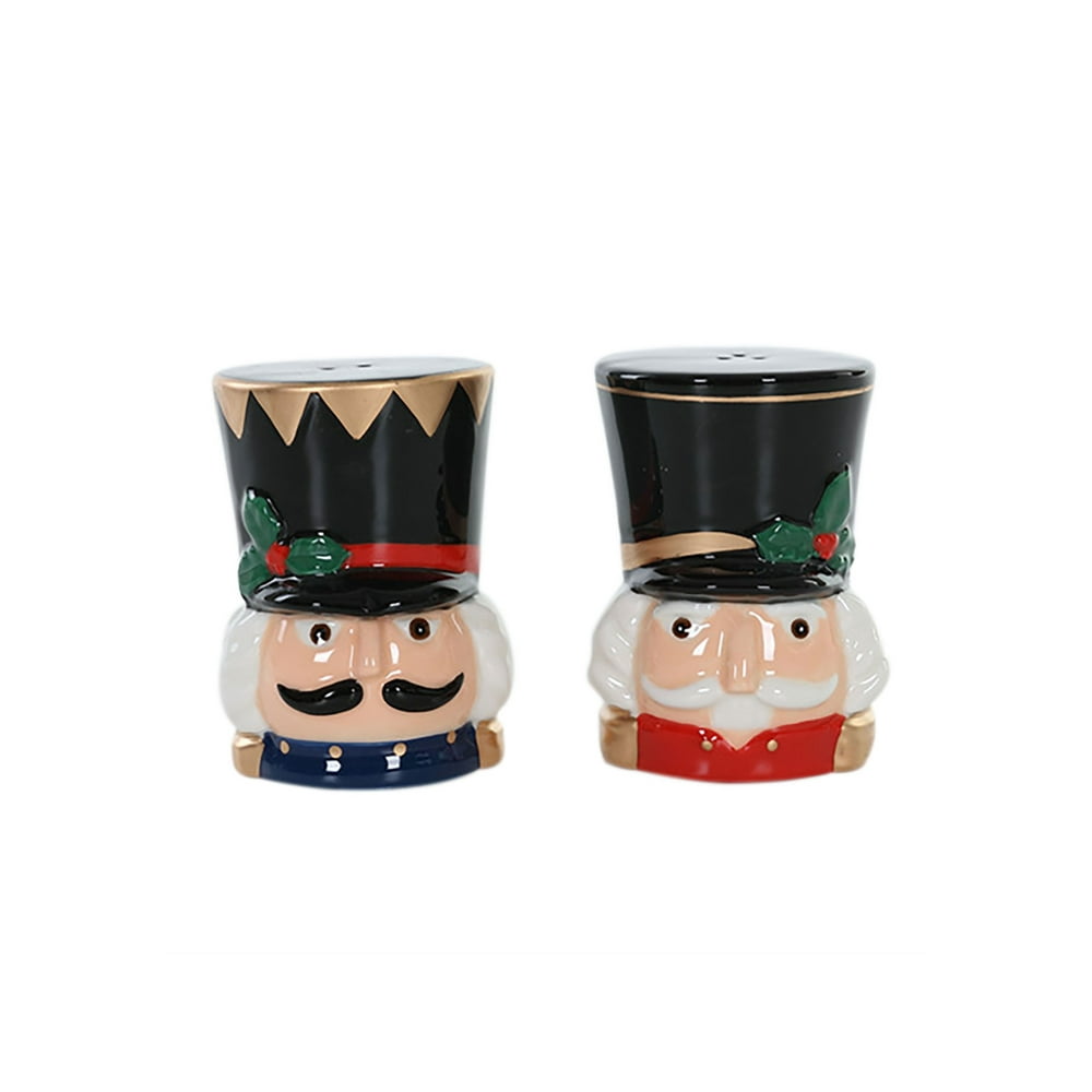 Salt/Pepper Shakers Set Ceramic Nutcracker