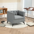 thumbnail image 2 of Velvet Upholstered Tufted Nailhead Living Room Accent Chair With Spindly Legs Grey, 2 of 5