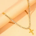 thumbnail image 4 of 14K Yellow Gold Anklet Light Luxury Delicate Fashion Geometric Cross Anklet For Women Jewelry Beach Vacation Accessorie, 4 of 5