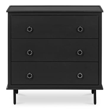 Moe's Home Collection Reagan 3 Drawer Nightstand Black Wood Nightstands