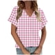 thumbnail image 2 of Fiudx Ofertas Del Día Camiseta Holgada Informal de Manga Corta con Cuello En V a Cuadros para Mujer, 2 of 5