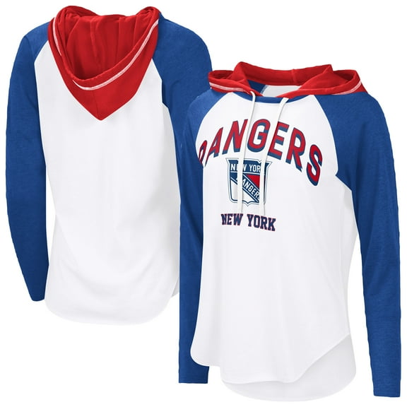 Women's-G-III 4Her by Carl Banks White New York Rangers VIP Raglan Long Sleeve Hoodie T-Shirt