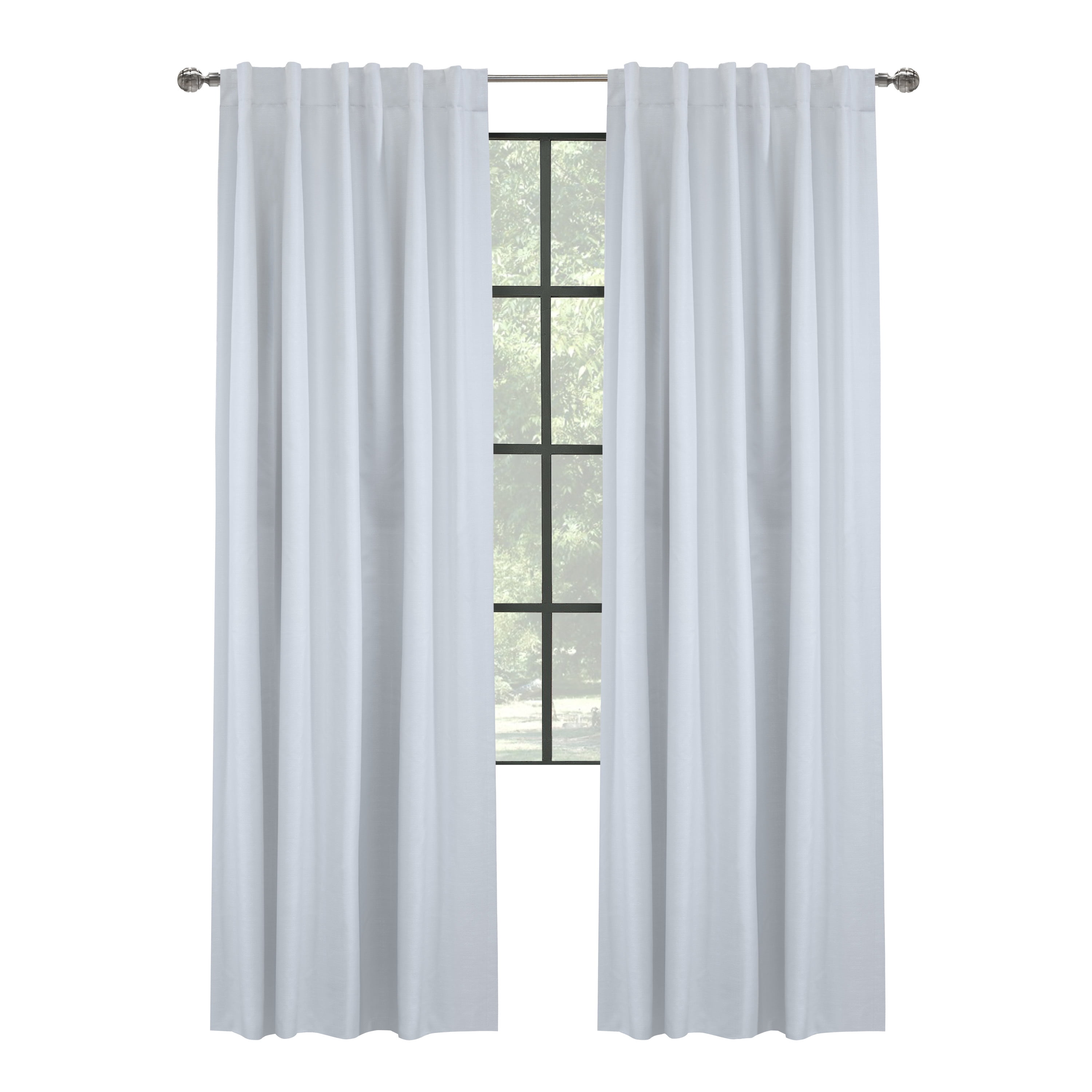 Barry Total Blackout Textured Dual Header Curtain Panel 52" x 95" in White