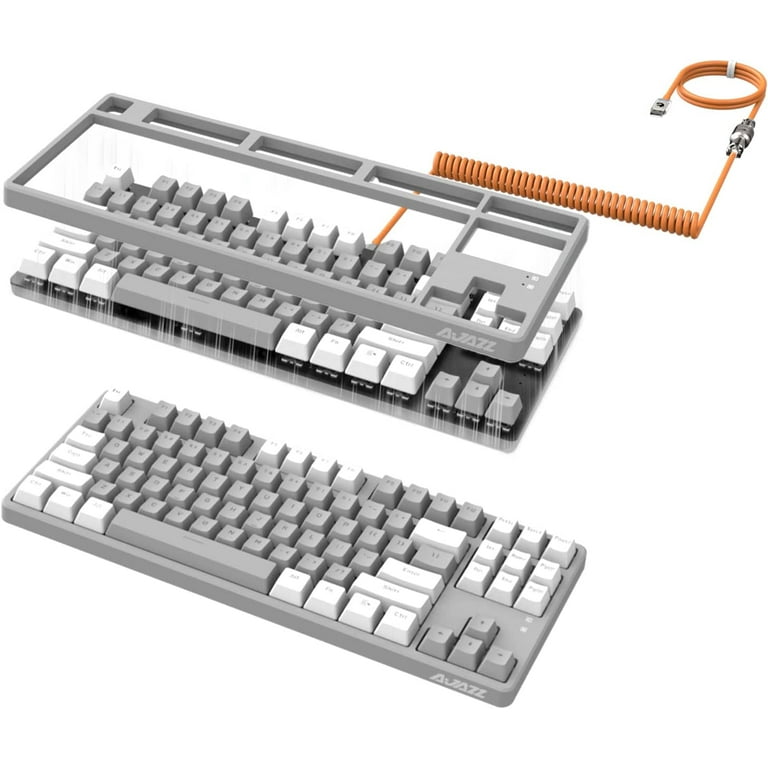 Ajazz AK873 Wired Hot Swappable Mechanical Keyboard, Coiled Cable