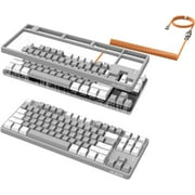 Ajazz AK873 Wired Hot Swappable Mechanical Keyboard, Coiled Cable, 22 RGB Backlit, Classic 3 Color PBT Floating Keycaps, 87% Keyboard with Detachable Magnet Cover, Custom DIY Keyboard
