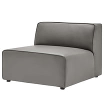 Sofa Middle Chair, Faux Vegan Leather, Grey Gray, Modern Contemporary Urban Design, Living Lounge Room Hotel Lobby Hospitality