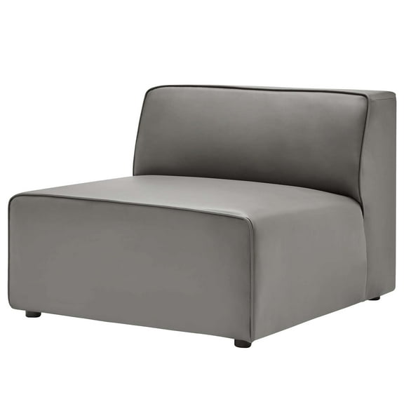 Sofa Middle Chair, Faux Vegan Leather, Grey Gray, Modern Contemporary Urban Design, Living Lounge Room Hotel Lobby Hospitality