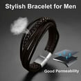thumbnail image 5 of Pulsera de hombre de 21 cm, pulsera de cuero marrón para hombre, pulsera impermeable, novio, esposo, padre, hijo, pulsera de cumpleaños de Navidad y Año Nuevo, regalo, 5 of 5