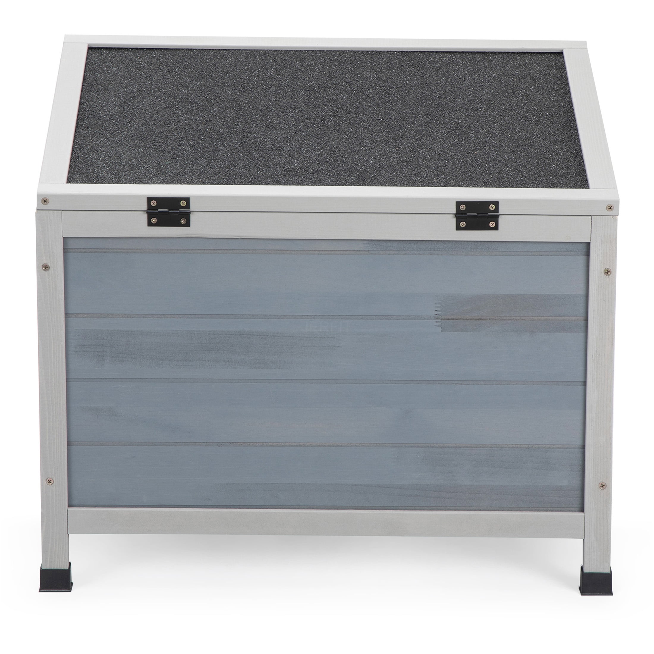 JERFIT Outdoor Rabbit Hutch with Waterproof Roof, Lockable Door & Ramp for Rabbits, Guinea Pigs, Small Pets, Gray