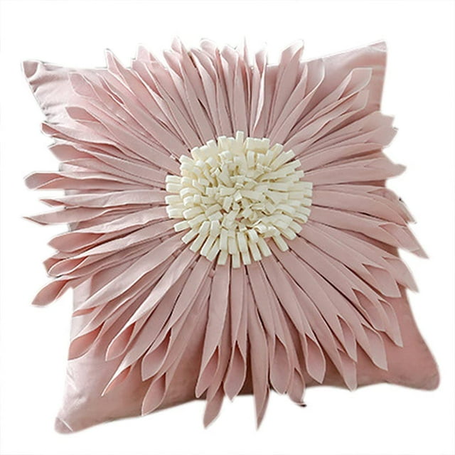 Nordic Style ThreeDimensional Flowers Cushion Pillow Cover Handmade Throw Pillow Covers Home Decor Backrest Cushion Case Pillowcase for Sofa Bed Couch Decorative Home Textile Supplies