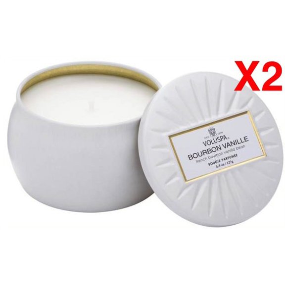 Voluspa 256658 4.5 oz Mini Tin Candle, Bourbon Vanille
