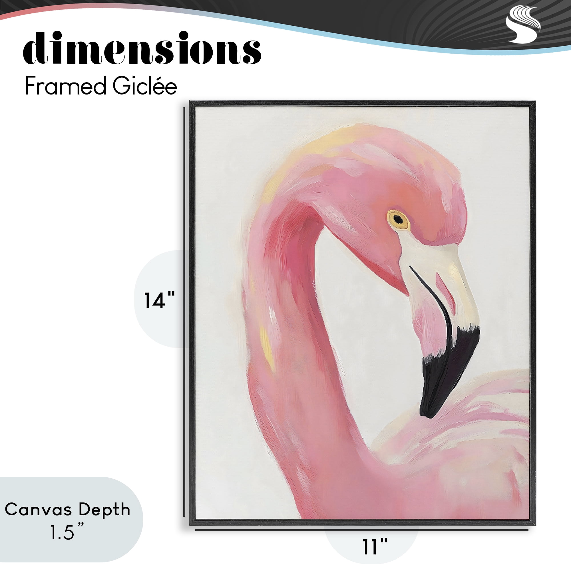 Stupell Industries Serene Pink Flamingo Portrait Black Framed Giclee Art, design by The Prints Vibe