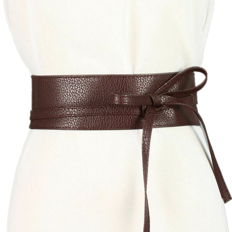 Soft Leather Ladies Women Casual Wrap Around Tie Corset Cinch Waist Belt Band 