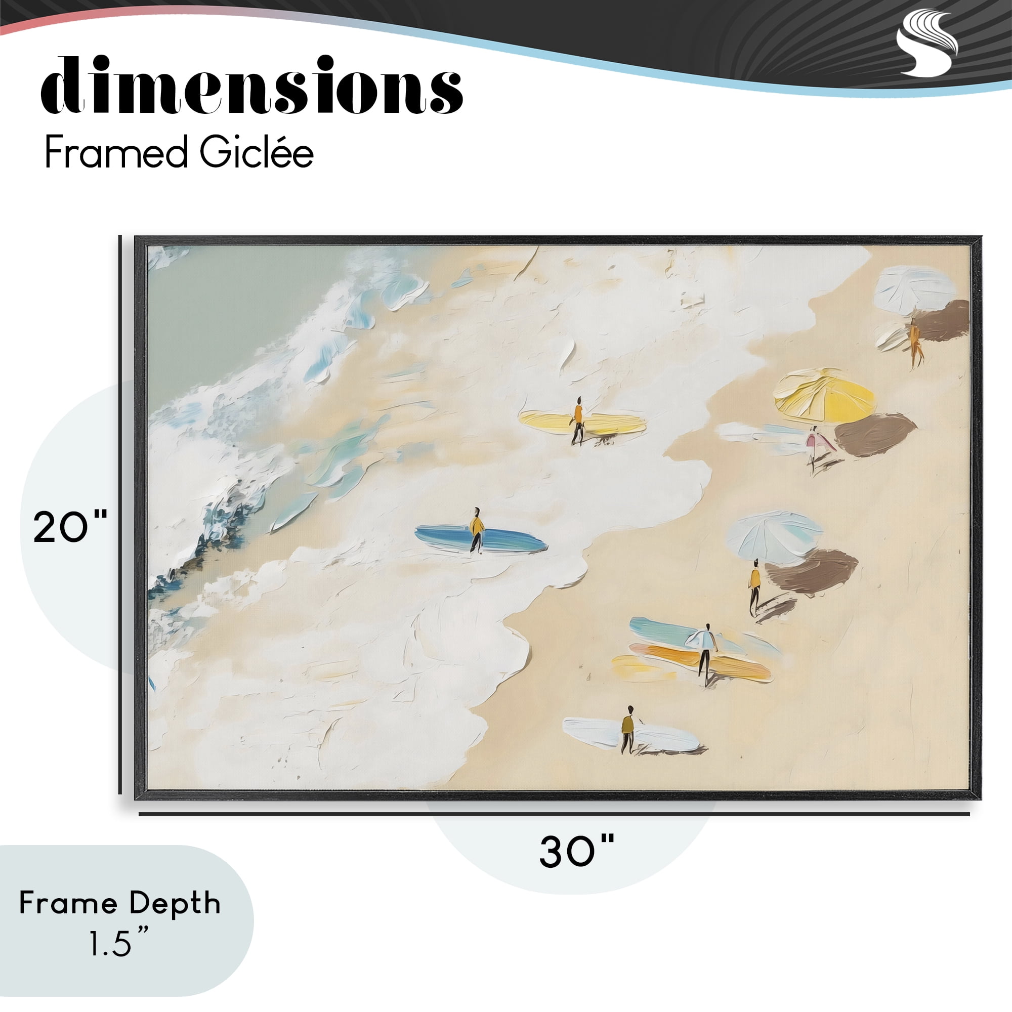Stupell Industries Beach Surf Summer Scene Black Framed Giclee Art, design by LSR Design Studio