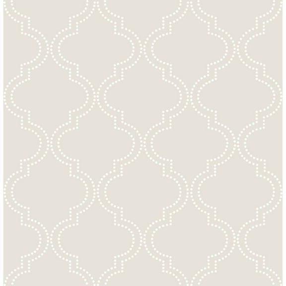 NuWallpaper Taupe Quatrefoil Vinyl Peel And Stick Wallpaper, 216-in by 20.5-in, 30.75 sq. ft.