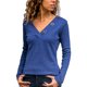 thumbnail image 2 of Camiseta holgada de punto para mujer, Tops de manga larga con cuello en V, empalme de botones, ropa informal de algodón, Color sólido, otoño, 2 of 5