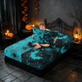 thumbnail image 4 of Homewish Halloween Bat Spider Web Twin Sheets, Grunge Halftone Bedding, Teal Black, 3-Piece (1 Flat Sheet, 1 Fitted Sheet and 1 Pillowcase), 4 of 6