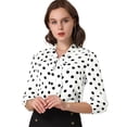 thumbnail image 1 of Blusa con Cuello de Pajarita y Puños Elásticos Allegra K para Mujer Lunares Blanco S, 1 of 6