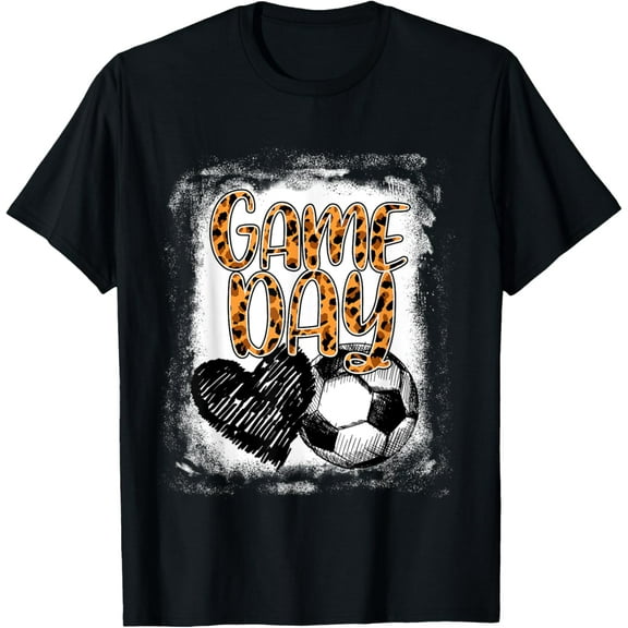 Soccer Game Day Women Leopard Cheetah Print Soccer Fan Funny Creative Graphic T-Shirt