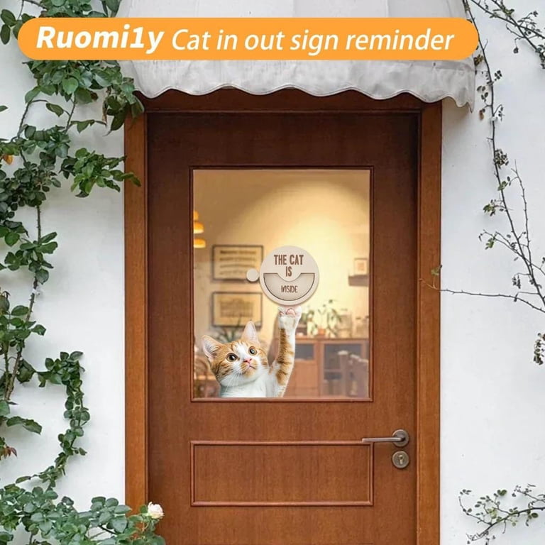Yihuala Unique Cats is Inside or Outside Sign Reminder Wood Door Sign ...