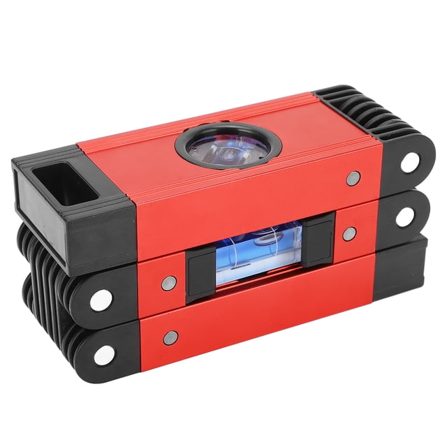 Magnetic Folding Level, Foldable Level 3 Sections Leveling Bubble For Woodworking Projects Black,Red