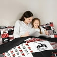 thumbnail image 5 of Manfei Cartoon Tractor Bedding Comforter Set,Rustic Farmhouse Cabin Twin Comforter Sets,Red White Black Patchwork Plaid Bedding Set For Boys,Super Cozy Room Decor Reversible,2pcs, 5 of 8