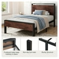 thumbnail image 6 of Amolife Twin Size Bed Frame, Heavy Duty Metal Platform Bed with Wooden Headboard & Footboard, No Box Spring Needed, Mahogany, 6 of 7