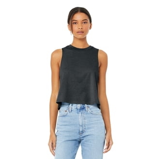 Bella + Canvas Women's Racerback Cropped Tank Top - Heather Mauve, Relaxed Fit