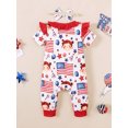 thumbnail image 5 of JYYYBF Baby Girls Independence Day Jumpsuit Short Sleeve Crew Neck Flag Balloon/Ice Cream Firework Print Ruffle Romper with Headband, 5 of 7