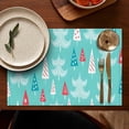 thumbnail image 5 of Turquoise Christmas Tree Pattern Summer Placemats Table Placemats Set Of 4-Linen Kitchen Washable Placemats Table Mats 11.8"x17.7" Non-Slip Heat Resistant, 5 of 6