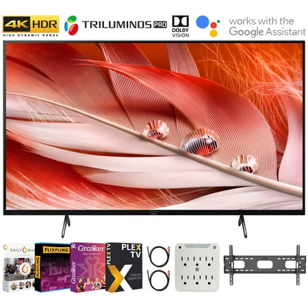 Sony XR75X90J 75 Inch X90J 4K Ultra HD Full Array LED Smart TV (2021 Model) Bundle with Premiere Movies Streaming 2020 + 30-100 Inch TV Wall Mount + 6-Outlet Surge Adapter + 2x 6FT 4K HDMI 2.0 Cable