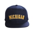 thumbnail image 2 of Original Snapback Custom American Cities State Letters Ajustable Flat Visor Cap (Michigan Navy, White Gold), 2 of 4
