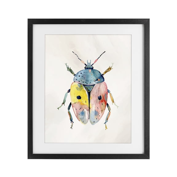 Stupell Industries Bohemian Whimsical Boho Beetle Black Framed Print Under Glass, 13 x 16, by Kim Allen