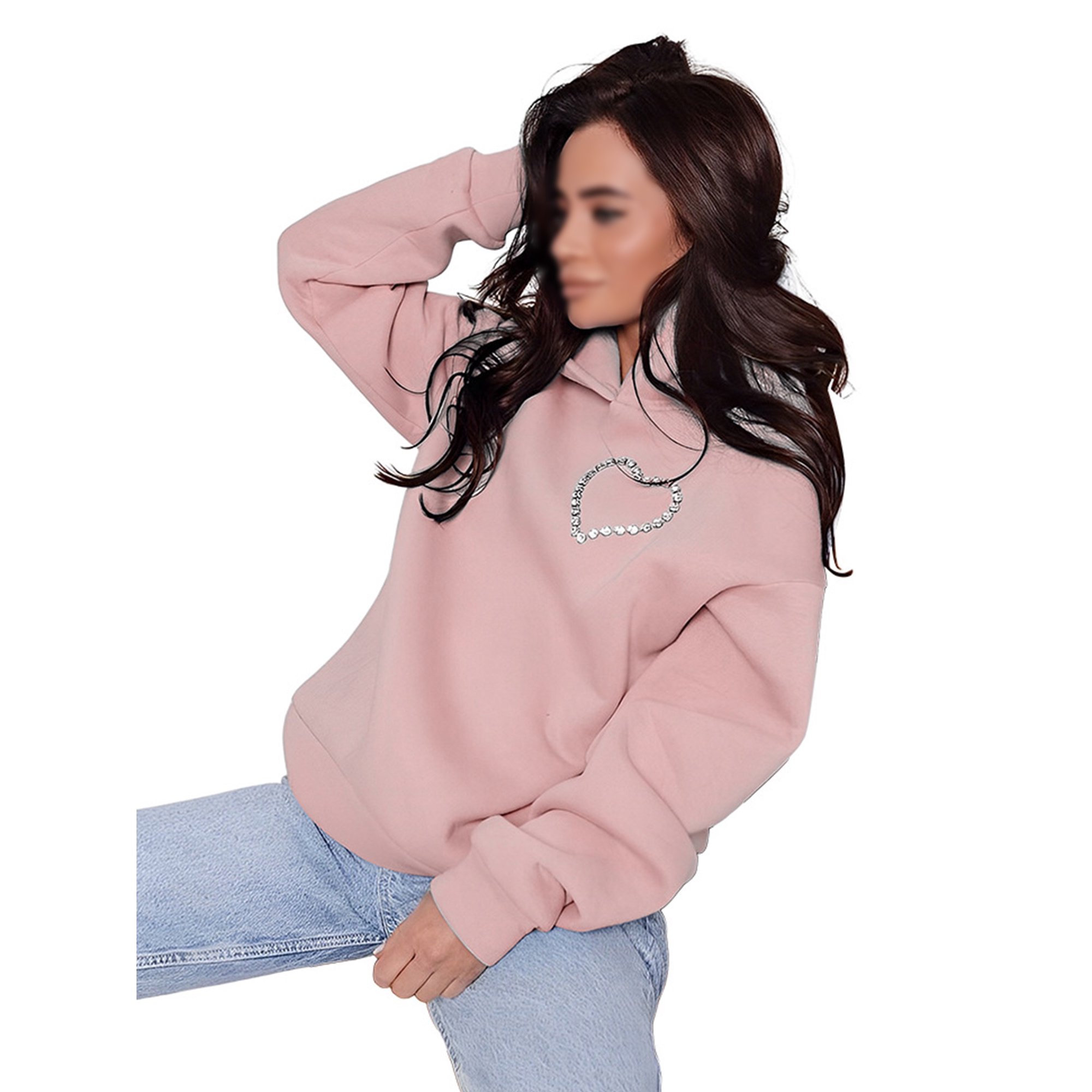 UKAP Ladies Hooded Neck Hoodies Loose Fit Long Sleeve Fall Pullover Light  Blue 2XL | Walmart Canada