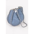 thumbnail image 3 of Double Chain Strap Quilted Denim Shoulder Bag, 3 of 5