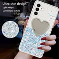 thumbnail image 2 of Luminous Glow in The Dark Case for Samsung Galaxy S24 FE, TPU Soft Bling Glitter Cover with Heart-Shaped Makeup Mirror, Fluorescent Shine Slim Protective Case for Galaxy S24 FE YGJ-White, 2 of 15