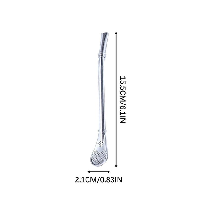 Birdeem Stainless Steel Straw Spoon Dual Purpose Coffee Beverage Stirring Spoon, Milk Tea Filtering Straw Spoon