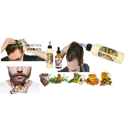 Organic Hair Solution-MEN HAIR GROWTH SERUM AND BEARD GROWTH SET-For Stronger, Thicker Longer Hair-Scalp & Hair Strengthening Oil with Biotin,Castor, Jojoba seed, Argan & Vitamin E- for All Hair Types