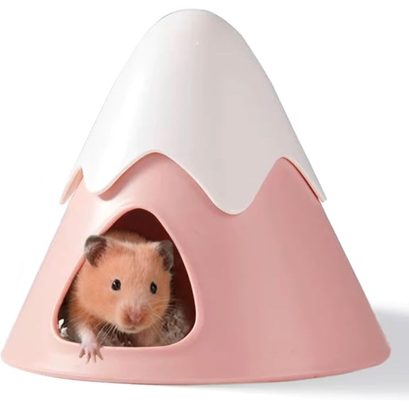 Cute Hamster Hide House Snowy Mountain Design, Small Animal Habitat Hideout Hut, Cozy Shelter for Syrian Hamsters, Gerbils, Mice & Pet Rats
