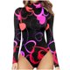 thumbnail image 1 of Monos con estampado de corazones para mujer, camisetas de cuello alto de manga larga, monos elásticos básicos Fridja  alkflakhf35824, 1 of 8