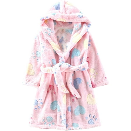 

ZSYQWZN Toddlers/Kids Hooded Terry Robe Fleece Bathrobe Children s Pajamas Sleepwear