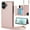 Pink, variant on Dteck Flip Leather Wallet Case for iPhone 16 5G, Crossbody Wallet Phone Case with Credit Card Holder Strap Lanyard, Women Girl Purse Kickstand, Brown